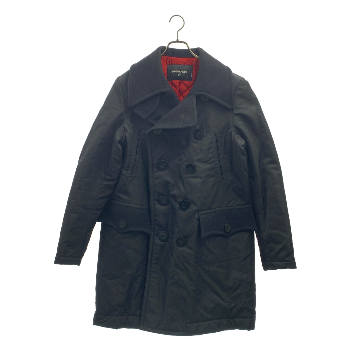 DSQUARED2 / ディースクエアード 異素材 切替 ダブル オーバーコート / キルティング総裏地
