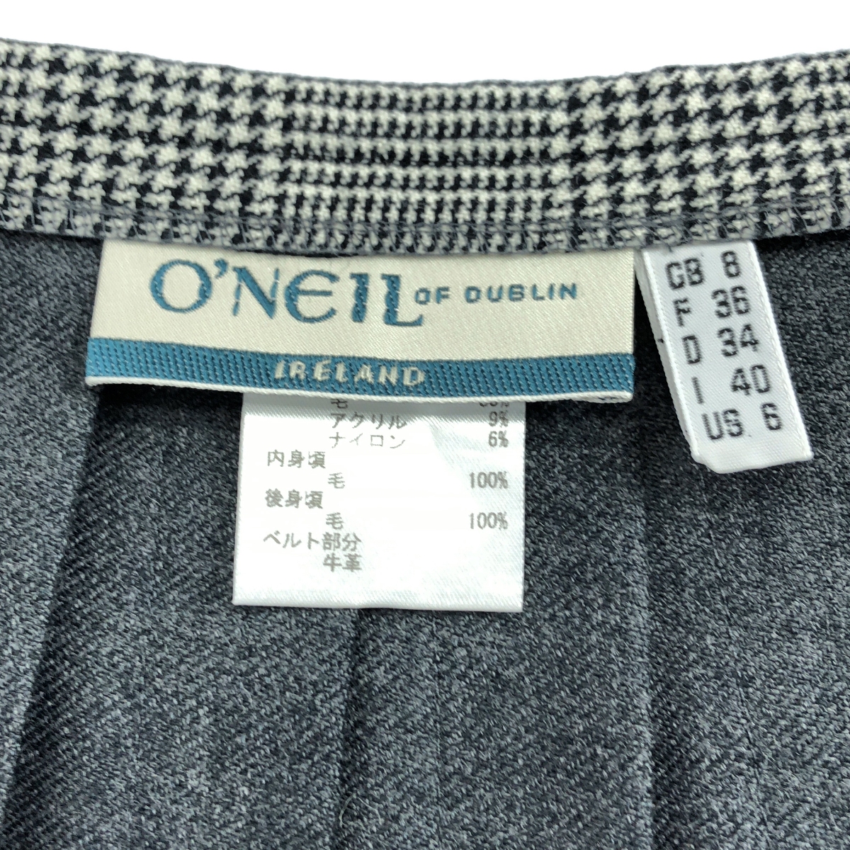 O'NEIL OF DUBLIN / オニールオブダブリン ウール 千鳥格子 プリーツ ラップ スカート