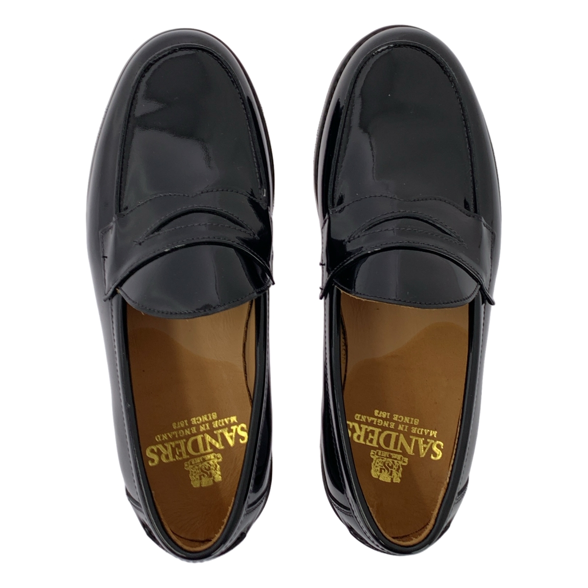 SANDERS / サンダース パテントレザー コイン ローファー