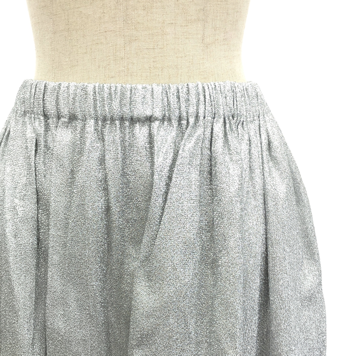 tricot COMME des GARCONS / トリココムデギャルソン ビジュー装飾 光沢加工 ウエストゴム ドローストリング スカート