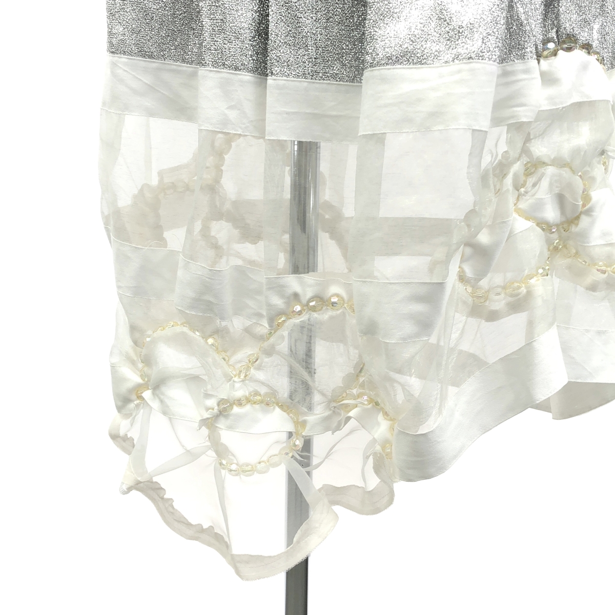 tricot COMME des GARCONS / トリココムデギャルソン ビジュー装飾 光沢加工 ウエストゴム ドローストリング スカート