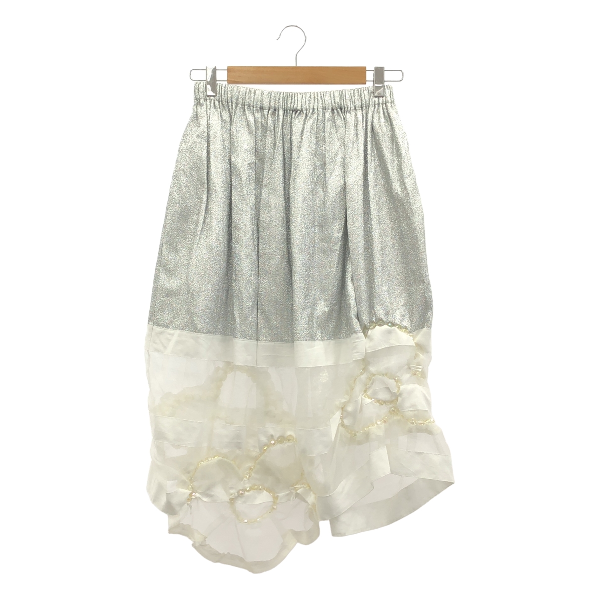 tricot COMME des GARCONS / トリココムデギャルソン ビジュー装飾 光沢加工 ウエストゴム ドローストリング スカート