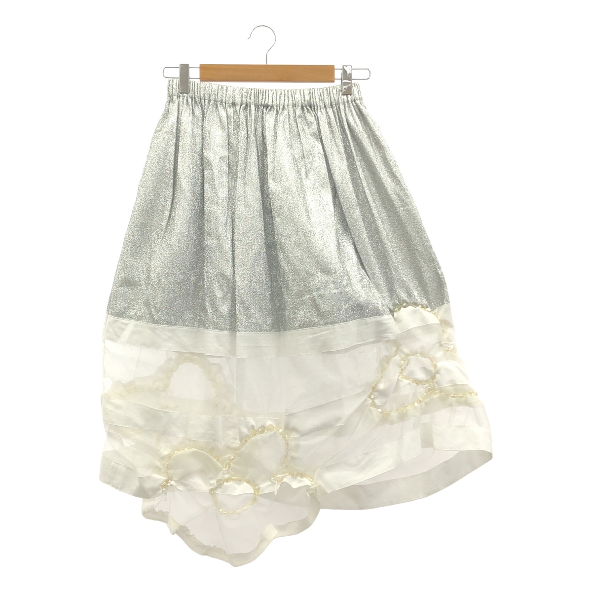 tricot COMME des GARCONS / トリココムデギャルソン ビジュー装飾 光沢加工 ウエストゴム ドローストリング スカート