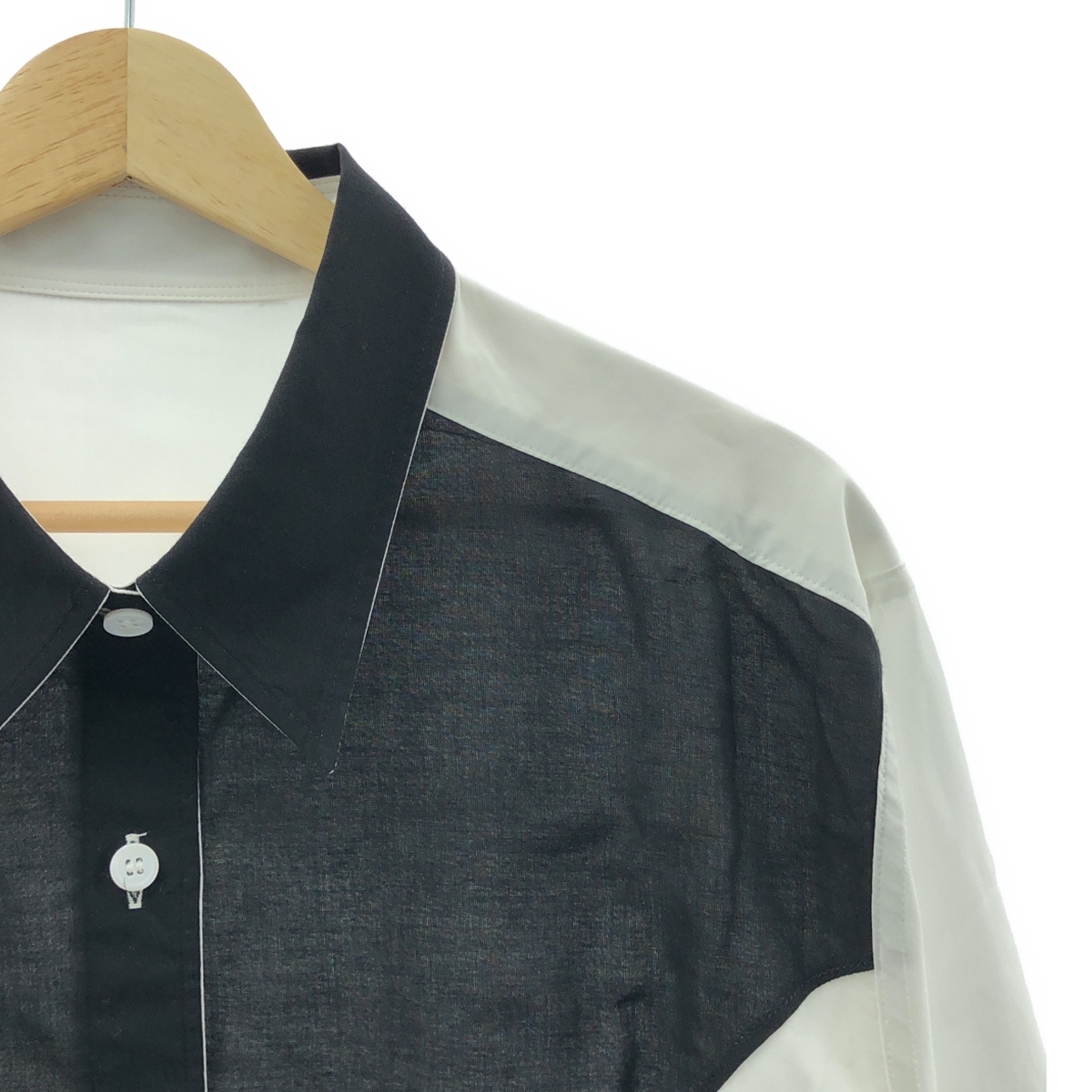 YOHJI YAMAMOTO POUR HOMME / ヨウジヤマモトプールオム 白黒使い飾りSTB / リバーシブル オーバー シャツ
