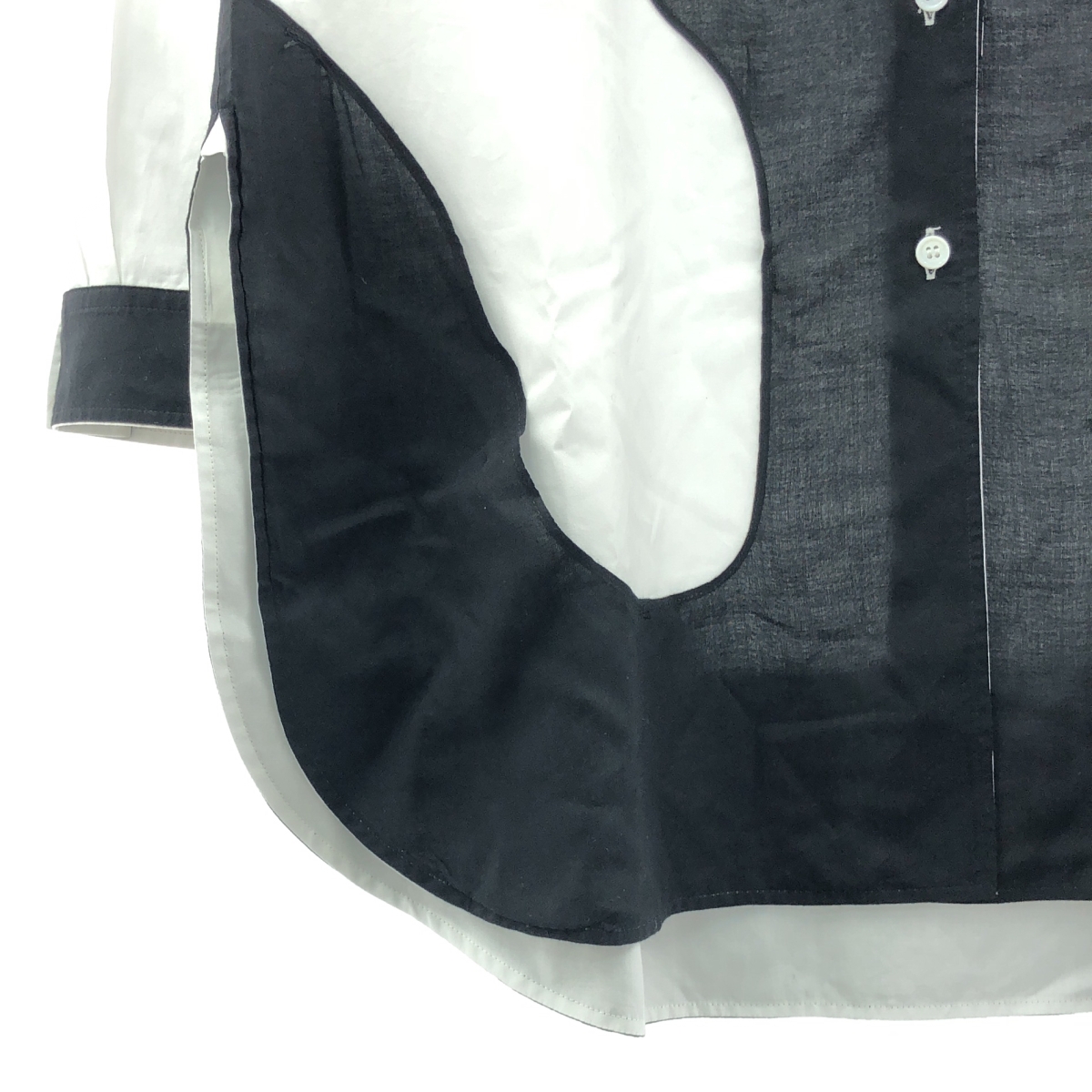 YOHJI YAMAMOTO POUR HOMME / ヨウジヤマモトプールオム 白黒使い飾りSTB / リバーシブル オーバー シャツ