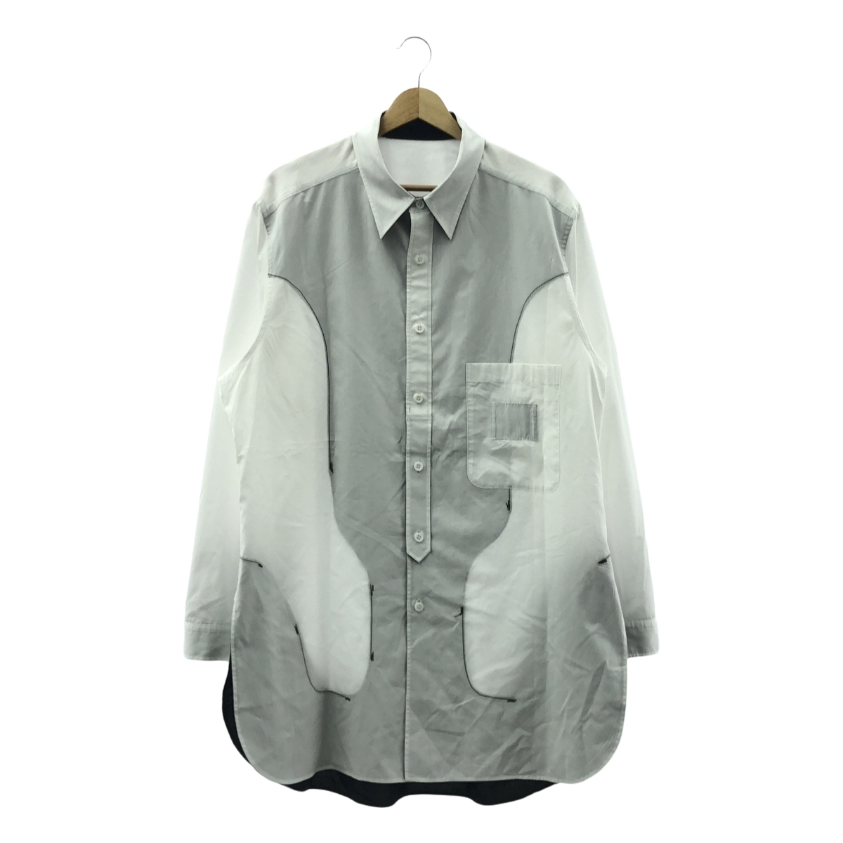 YOHJI YAMAMOTO POUR HOMME / ヨウジヤマモトプールオム 白黒使い飾りSTB / リバーシブル オーバー シャツ
