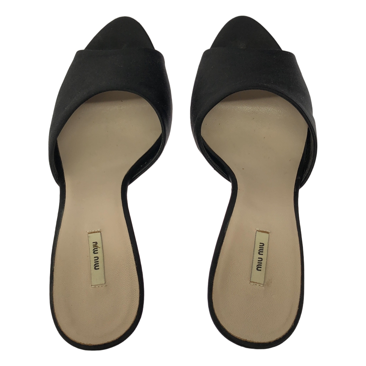 miu miu / ミュウミュウ サテン オープントゥ ヒール パンプス サンダル