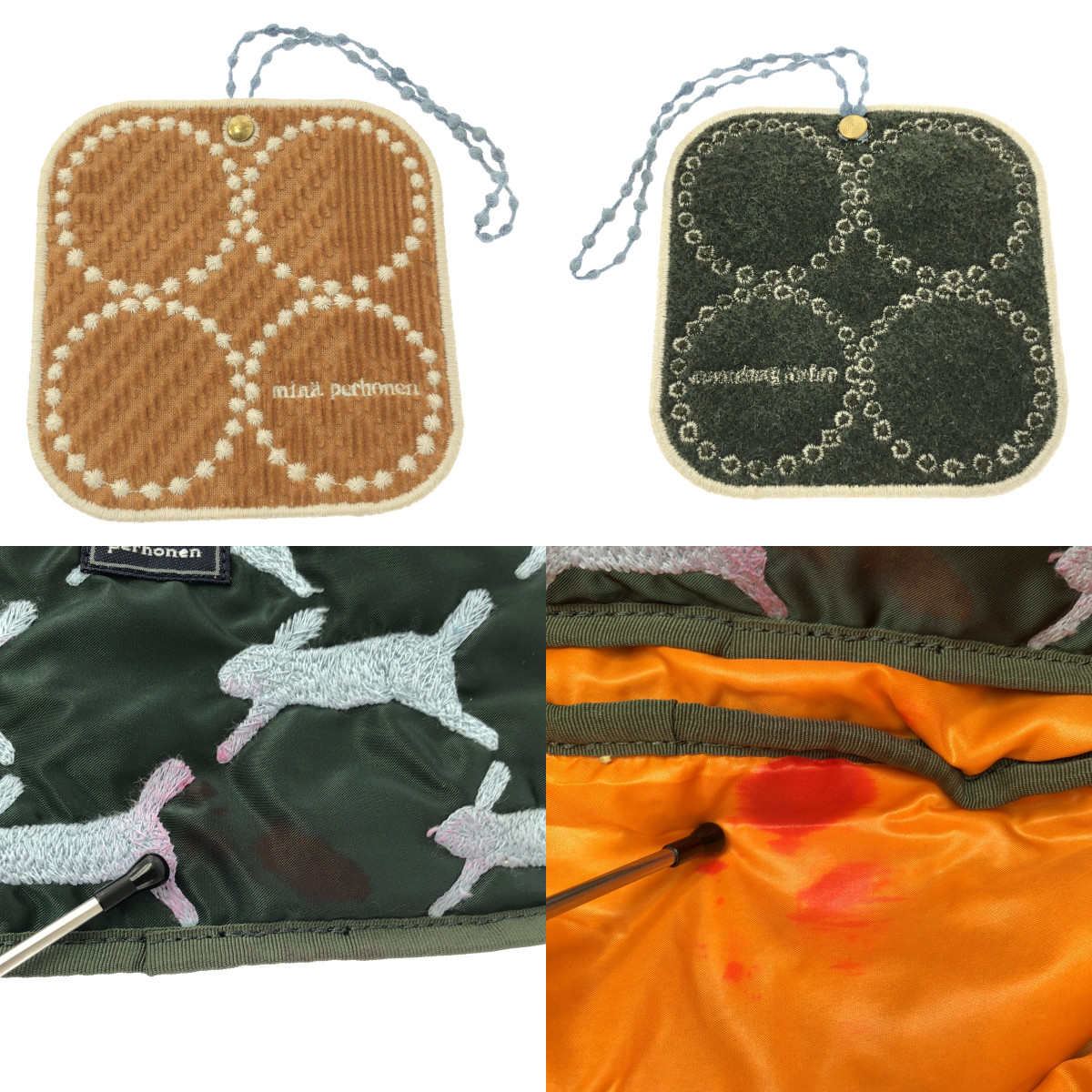 mina perhonen / ミナペルホネン × PORTER / ポーター run run run / エンブロイダリー ロゴジップ ハンド トートバッグ