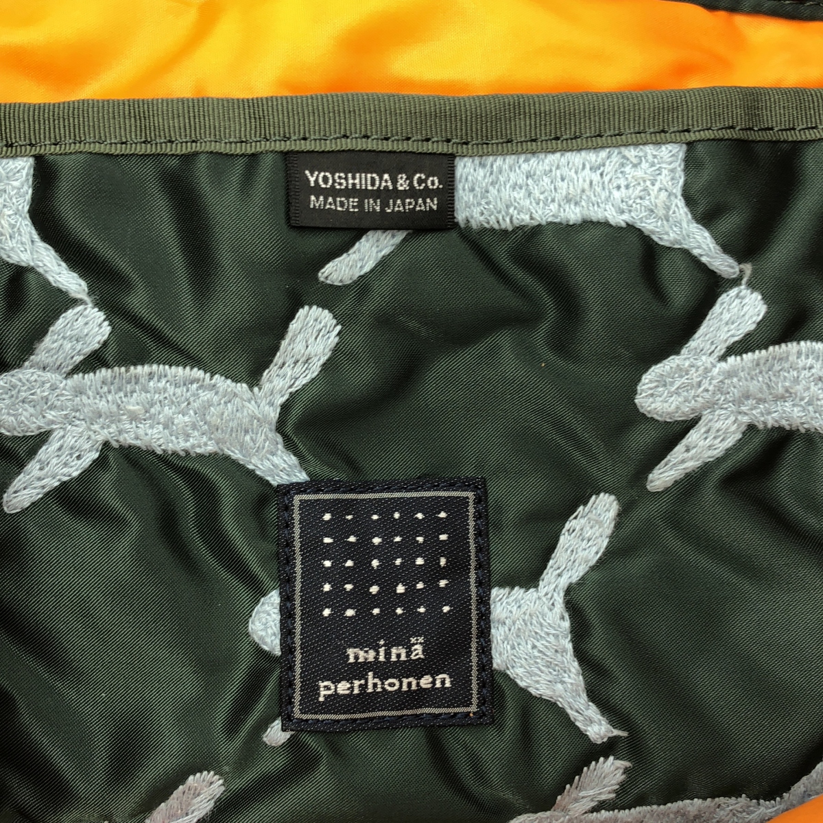 mina perhonen / ミナペルホネン × PORTER / ポーター run run run / エンブロイダリー ロゴジップ ハンド トートバッグ