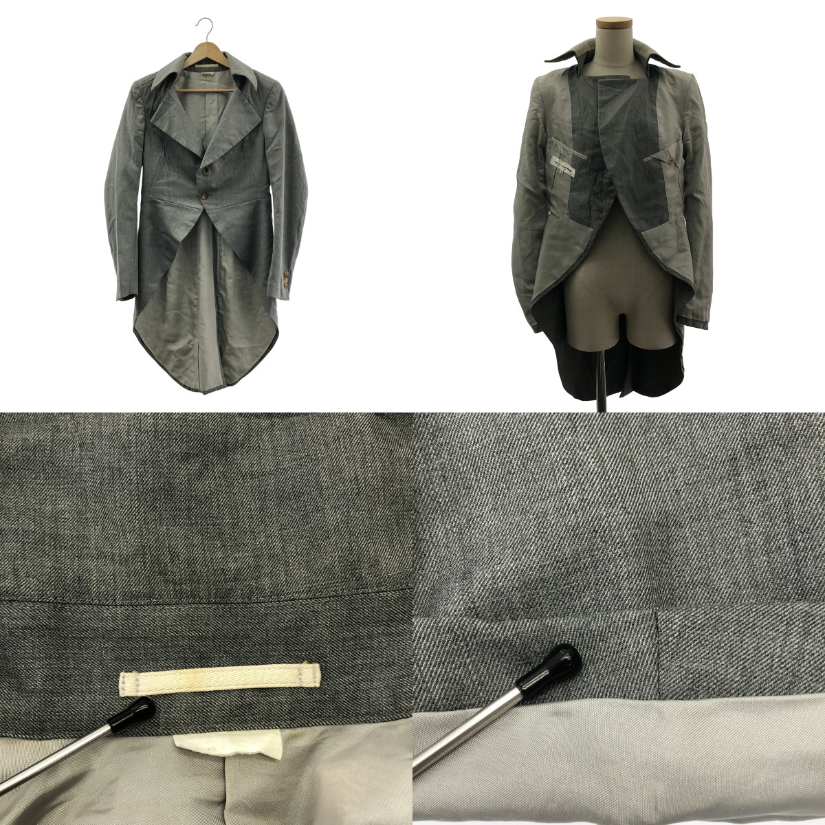 noir kei ninomiya / ノワールケイニノミヤ 変形 燕尾 シングルブレスト ロングジャケット / 総裏地