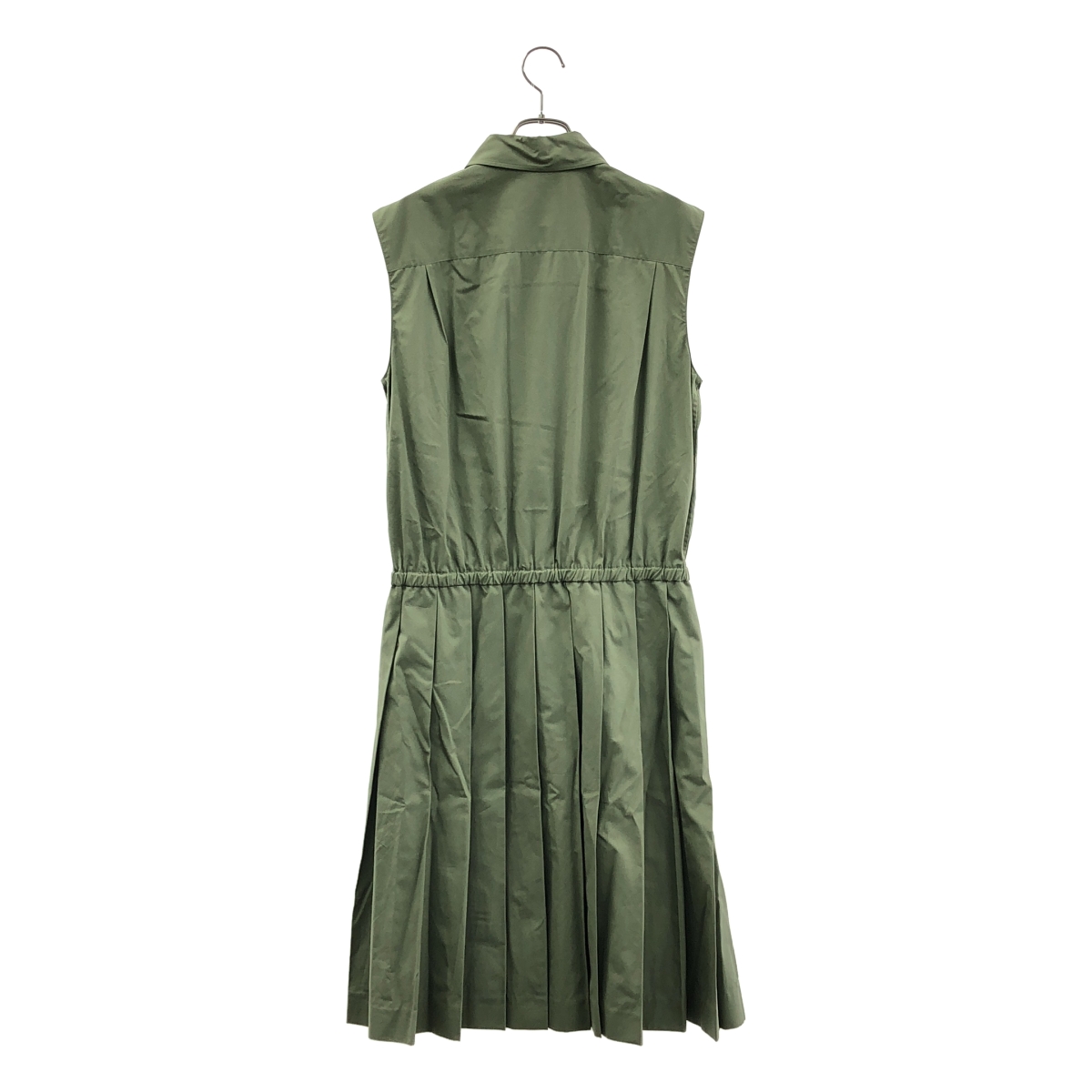 miu miu / ミュウミュウ コットン プリーツ切替 ロゴ スリーブレス ワンピース