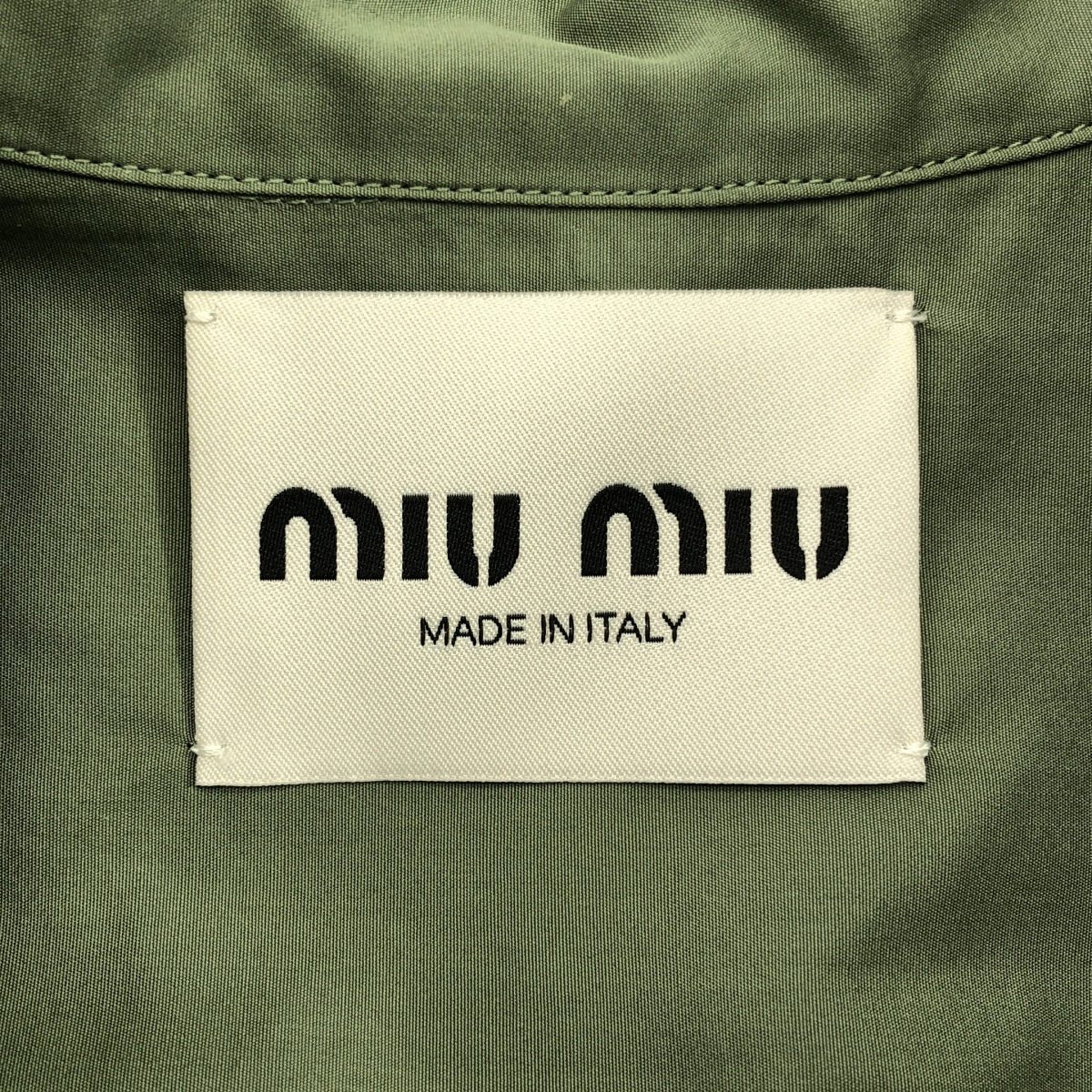 miu miu / ミュウミュウ コットン プリーツ切替 ロゴ スリーブレス ワンピース