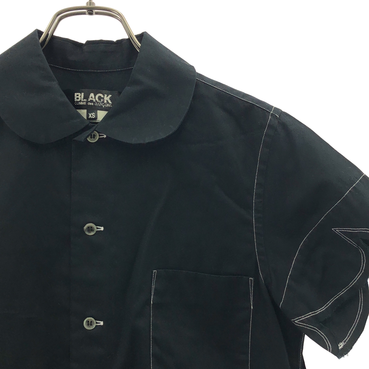 BLACK COMME des GARCONS / ブラックコムデギャルソン 丸襟 カットオフ スカラップ シャツ ブラウス