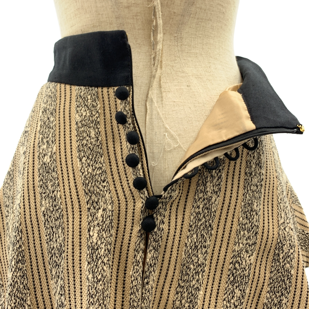 Mame Kurogouchi / マメクロゴウチ ジャガード ニット ブラウス / バックジップ スリット スカート 裏地付き