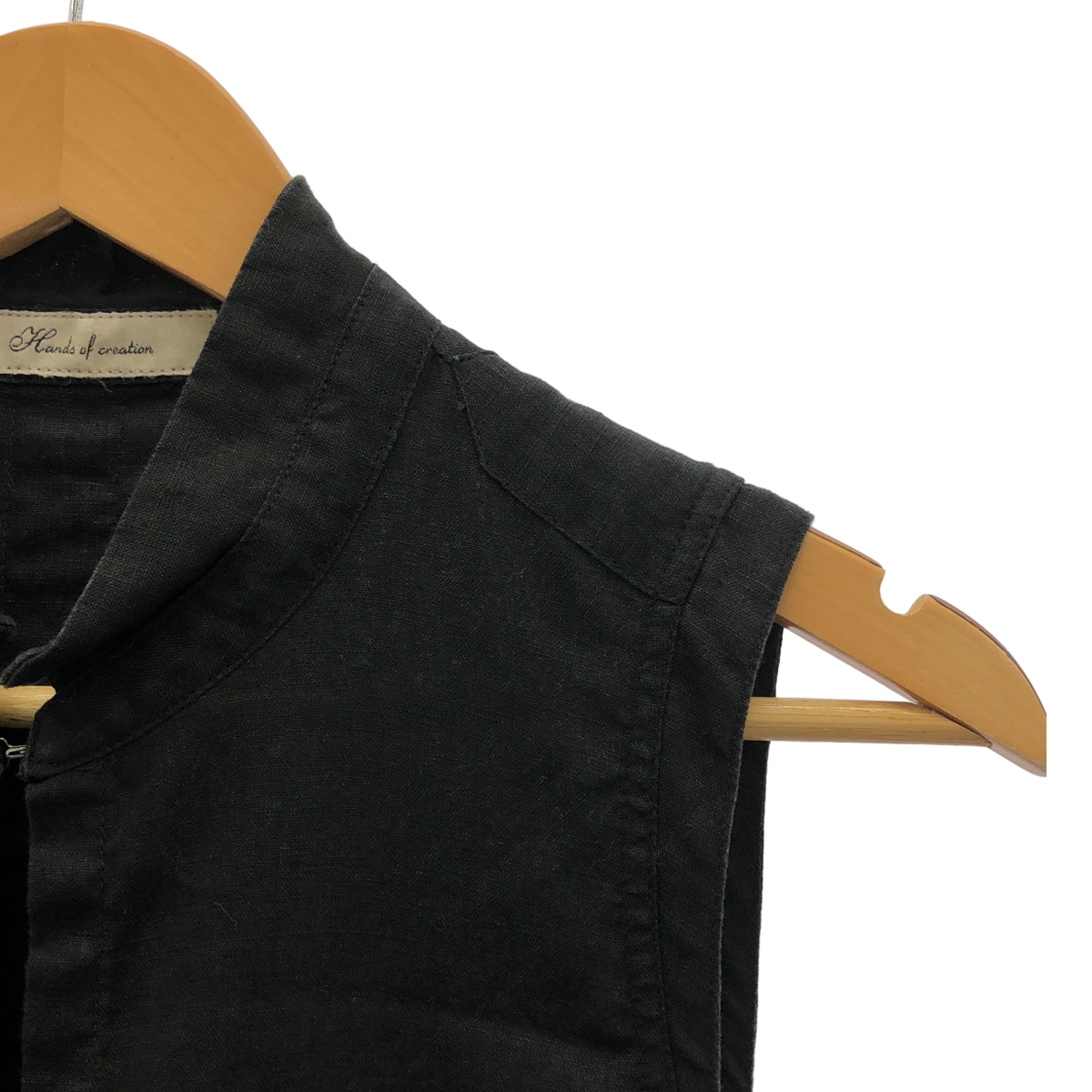 その他 リネン ポケット付き スタンドカラー ワンピース