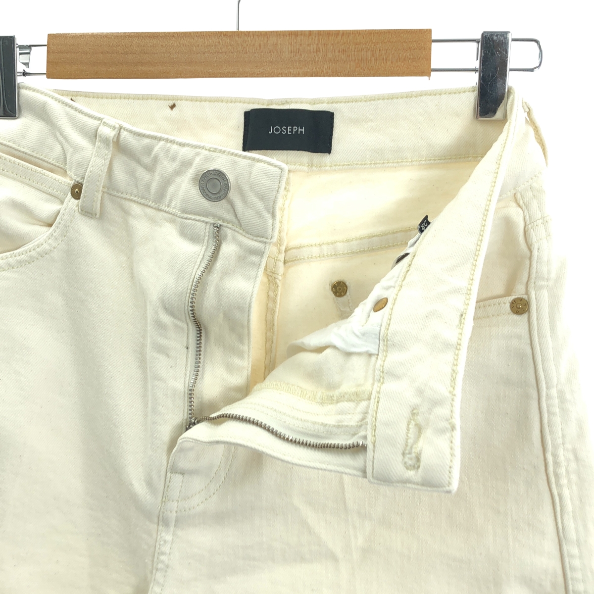 JOSEPH / ジョセフ ロゴレザーパッチ ホワイトデニム パンツ