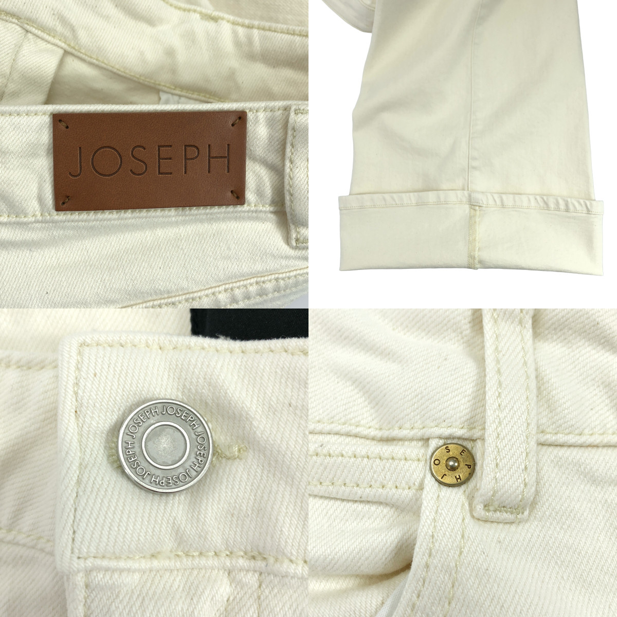 JOSEPH / ジョセフ ロゴレザーパッチ ホワイトデニム パンツ