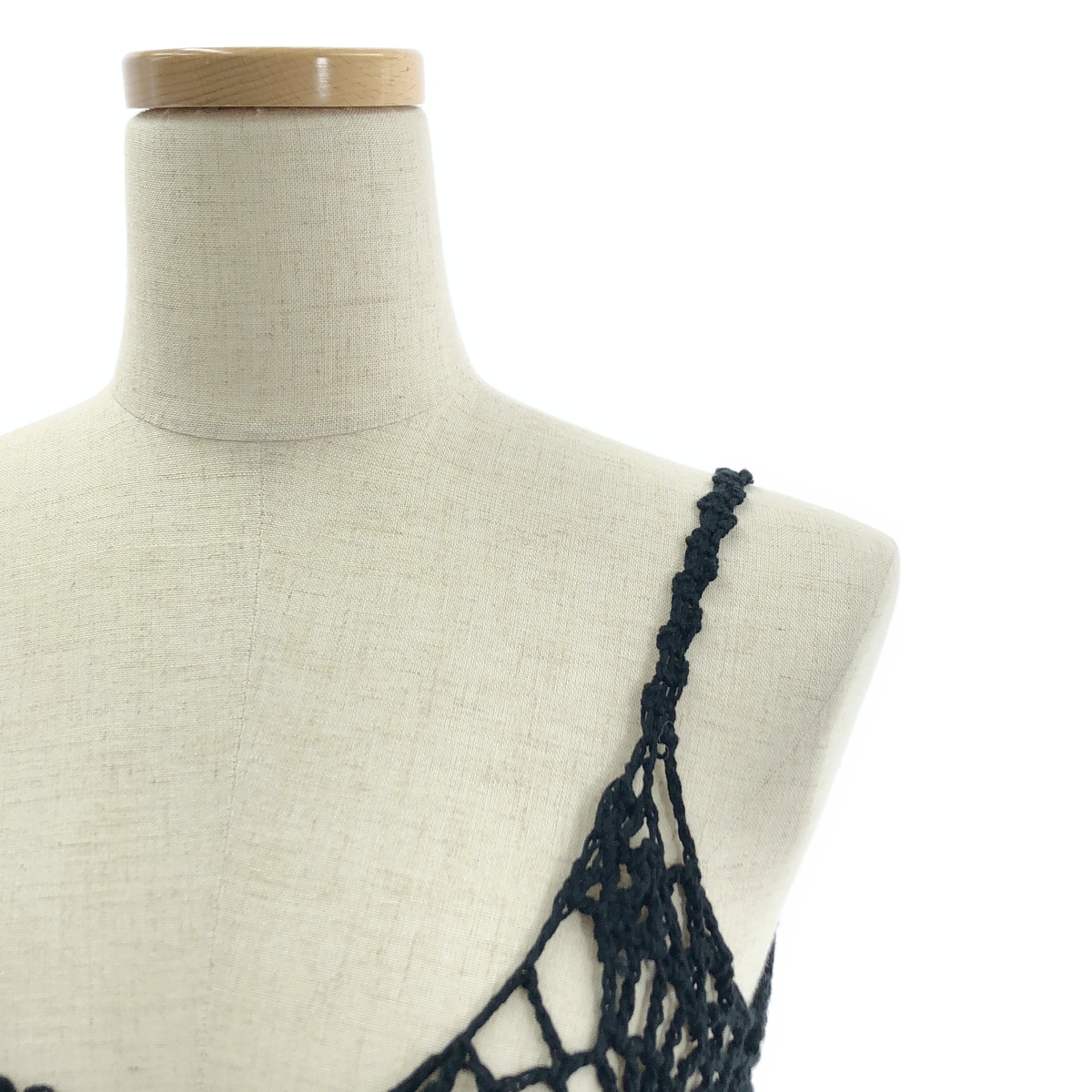 Y’s Red Labe / ワイズレッドレーベル コットン クロシェ編み フリンジ キャミソール ビスチェ