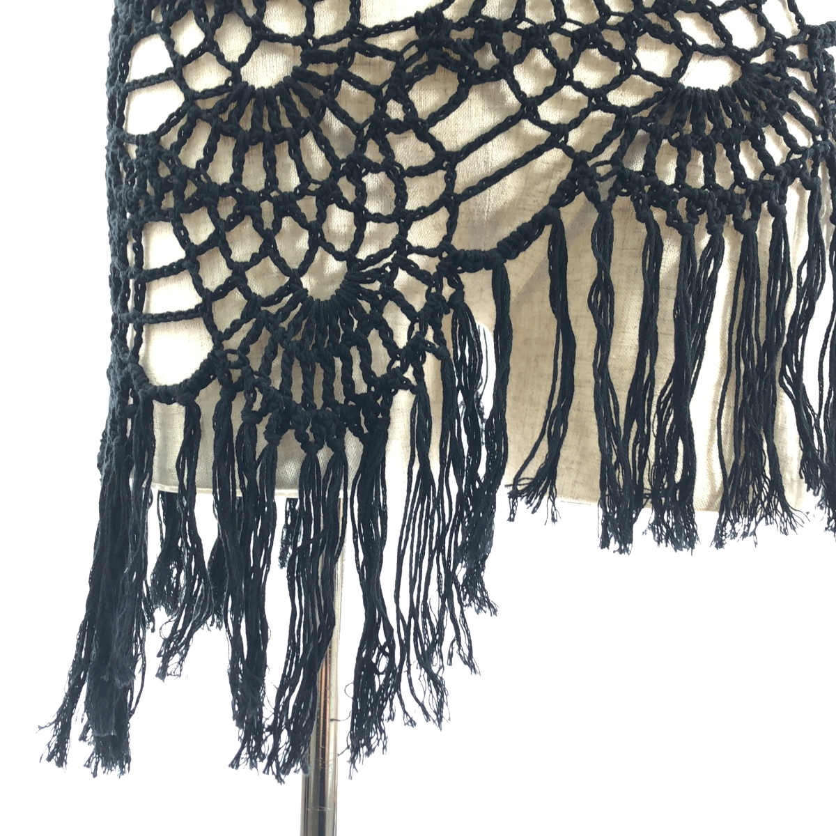 Y’s Red Labe / ワイズレッドレーベル コットン クロシェ編み フリンジ キャミソール ビスチェ