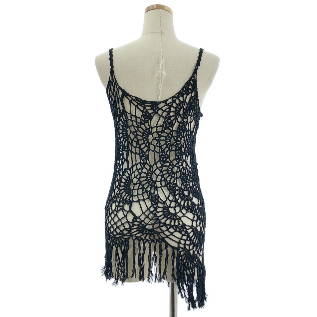 Y’s Red Labe / ワイズレッドレーベル コットン クロシェ編み フリンジ キャミソール ビスチェ