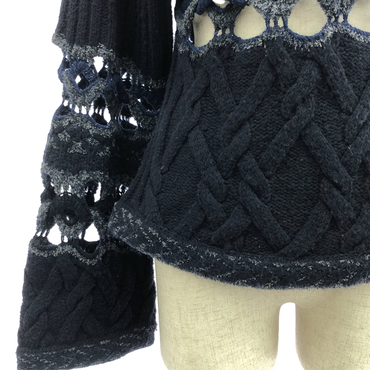 Mame Kurogouchi / マメクロゴウチ Basket Pattern Combination Knitted Pullover / バスケットパターンニットプルオーバー