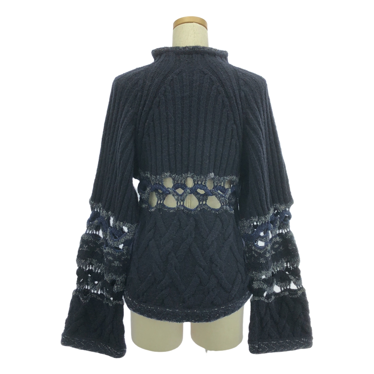 Mame Kurogouchi / マメクロゴウチ Basket Pattern Combination Knitted Pullover / バスケットパターンニットプルオーバー