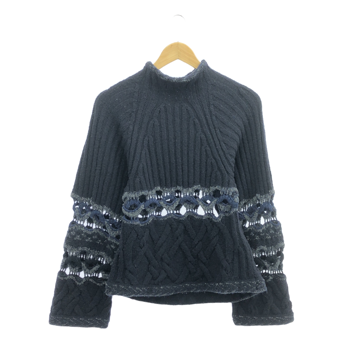 Mame Kurogouchi / マメクロゴウチ Basket Pattern Combination Knitted Pullover / バスケットパターンニットプルオーバー