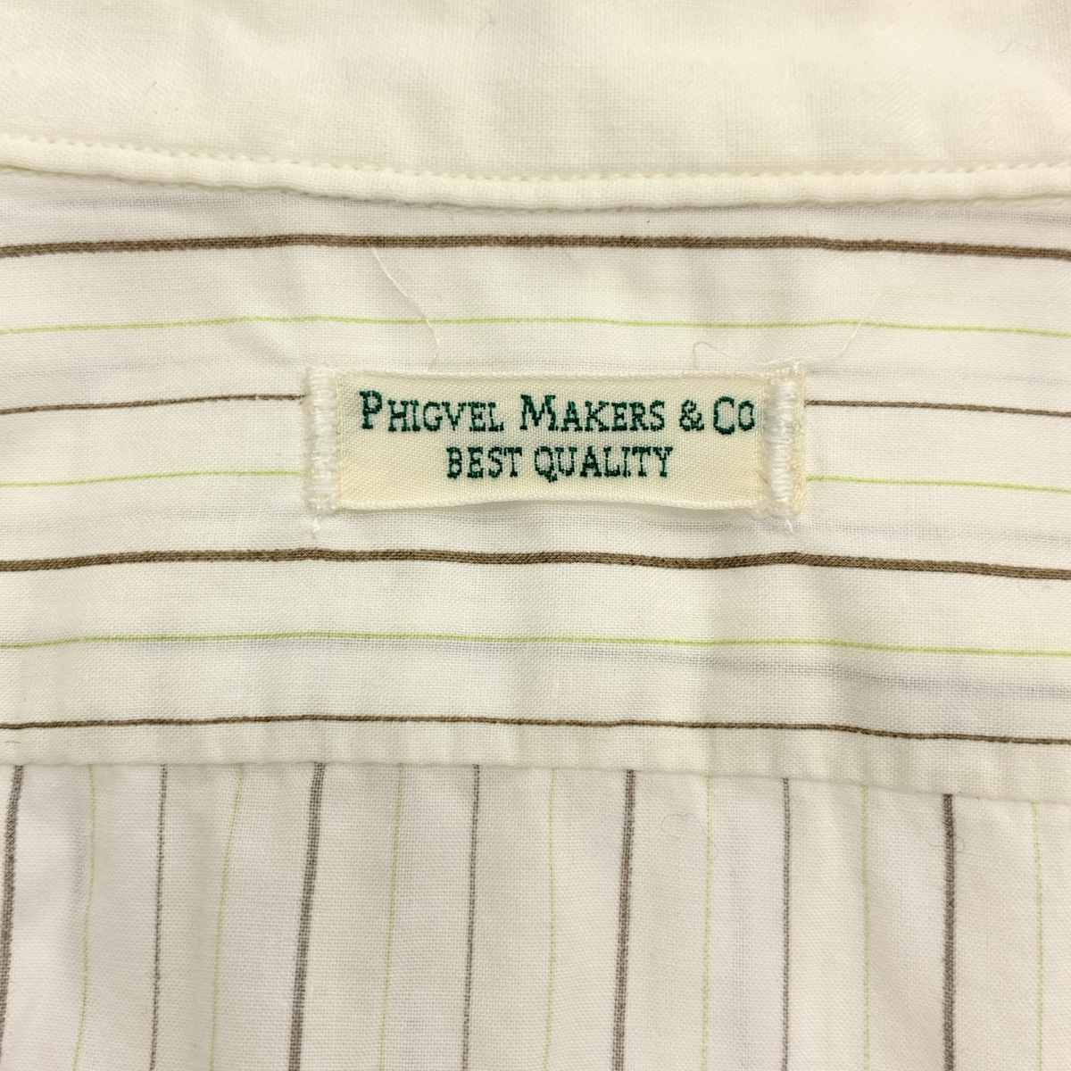 PHIGVEL / フィグベル コットン ストライプ バンドカラーシャツ