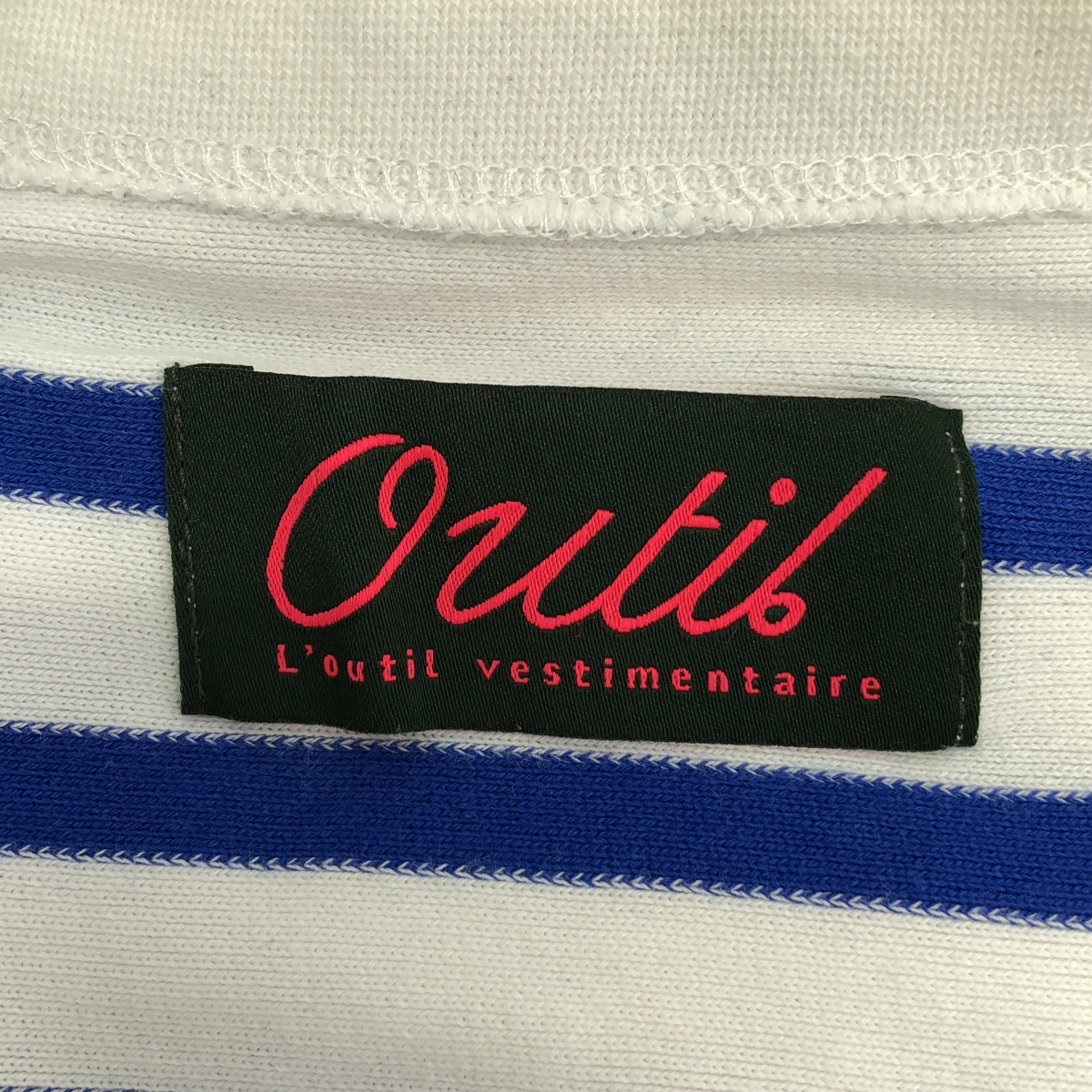OUTIL / ウティ ボーダー  ボートネック バスク オーバーシルエット カットソー