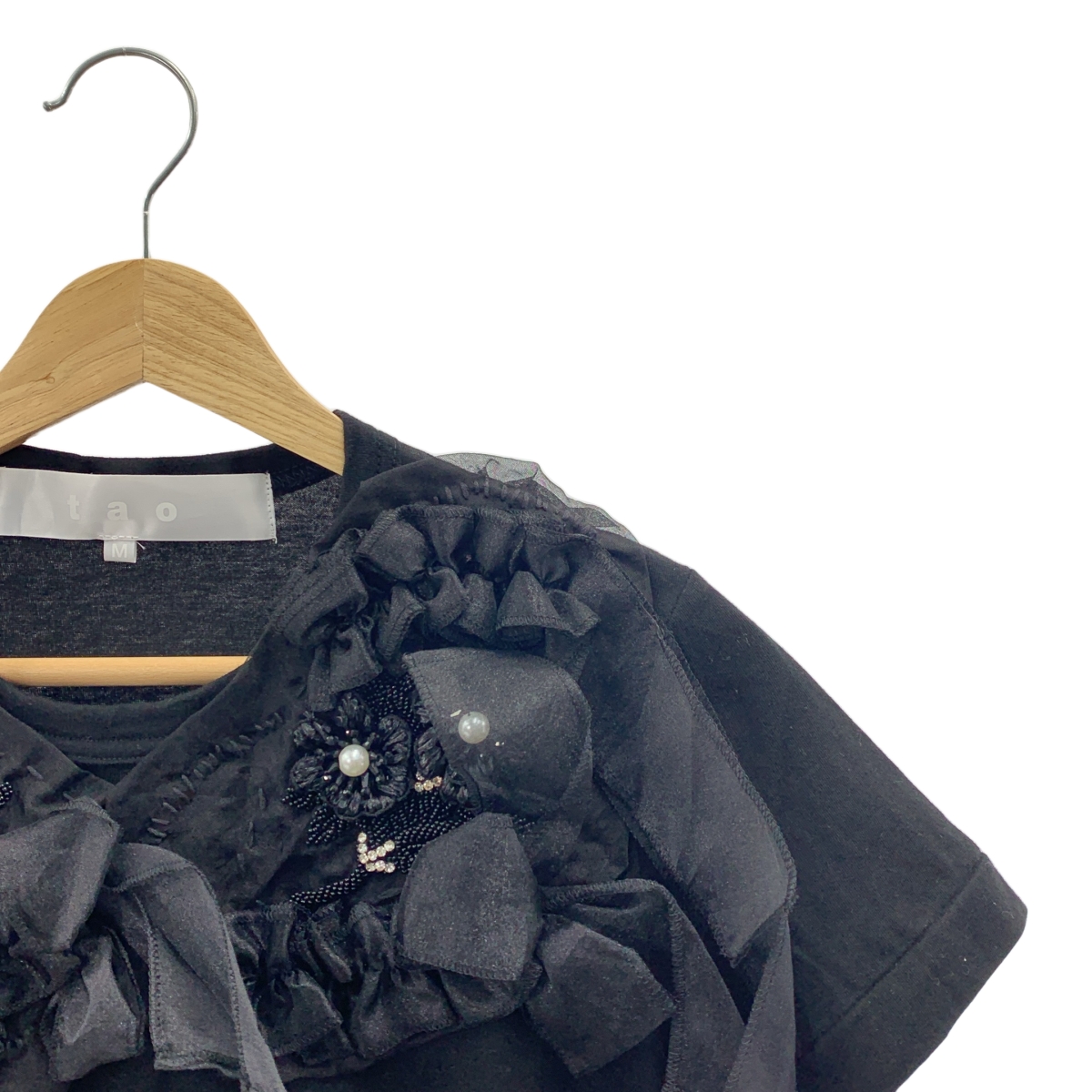 tao COMME des GARCONS / タオコムデギャルソン チュール ビジュー 装飾 Tシャツ カットソー