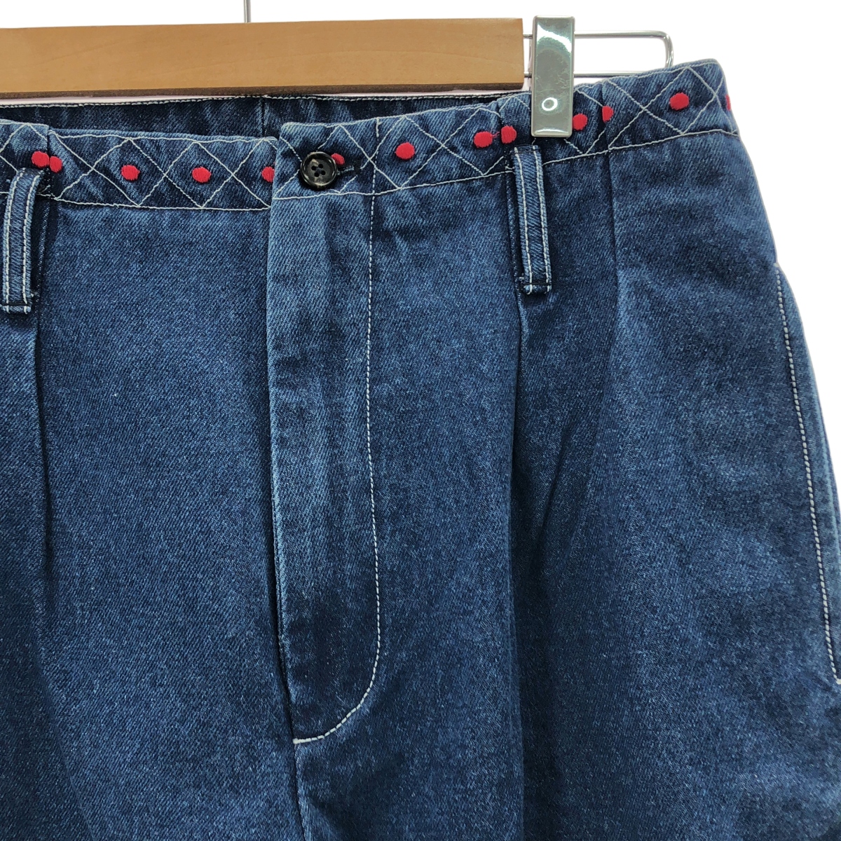 BODE / ボーディ Murray high-rise pleated embroidered wide-leg jeans 刺しゅう 2タック ワイドデニムパンツ