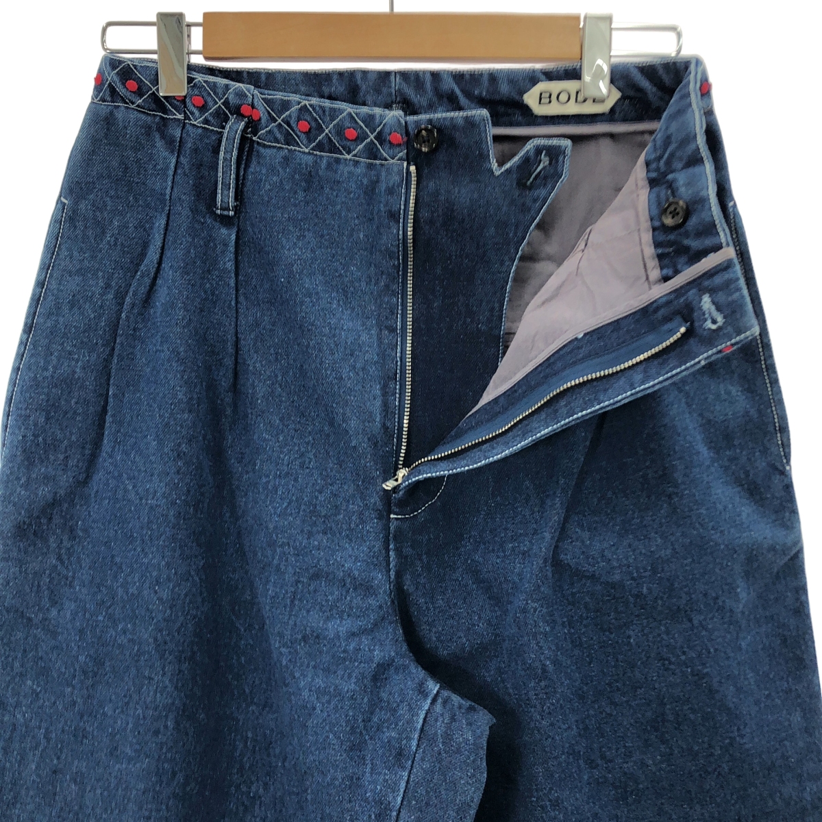 BODE / ボーディ Murray high-rise pleated embroidered wide-leg jeans 刺しゅう 2タック ワイドデニムパンツ