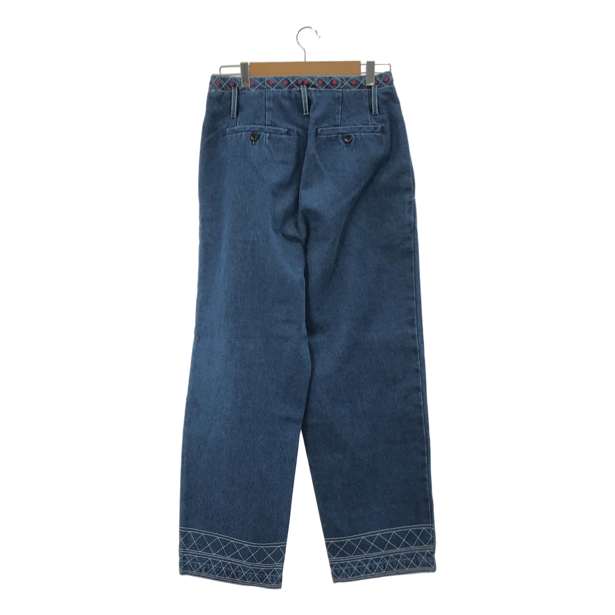 BODE / ボーディ Murray high-rise pleated embroidered wide-leg jeans 刺しゅう 2タック ワイドデニムパンツ