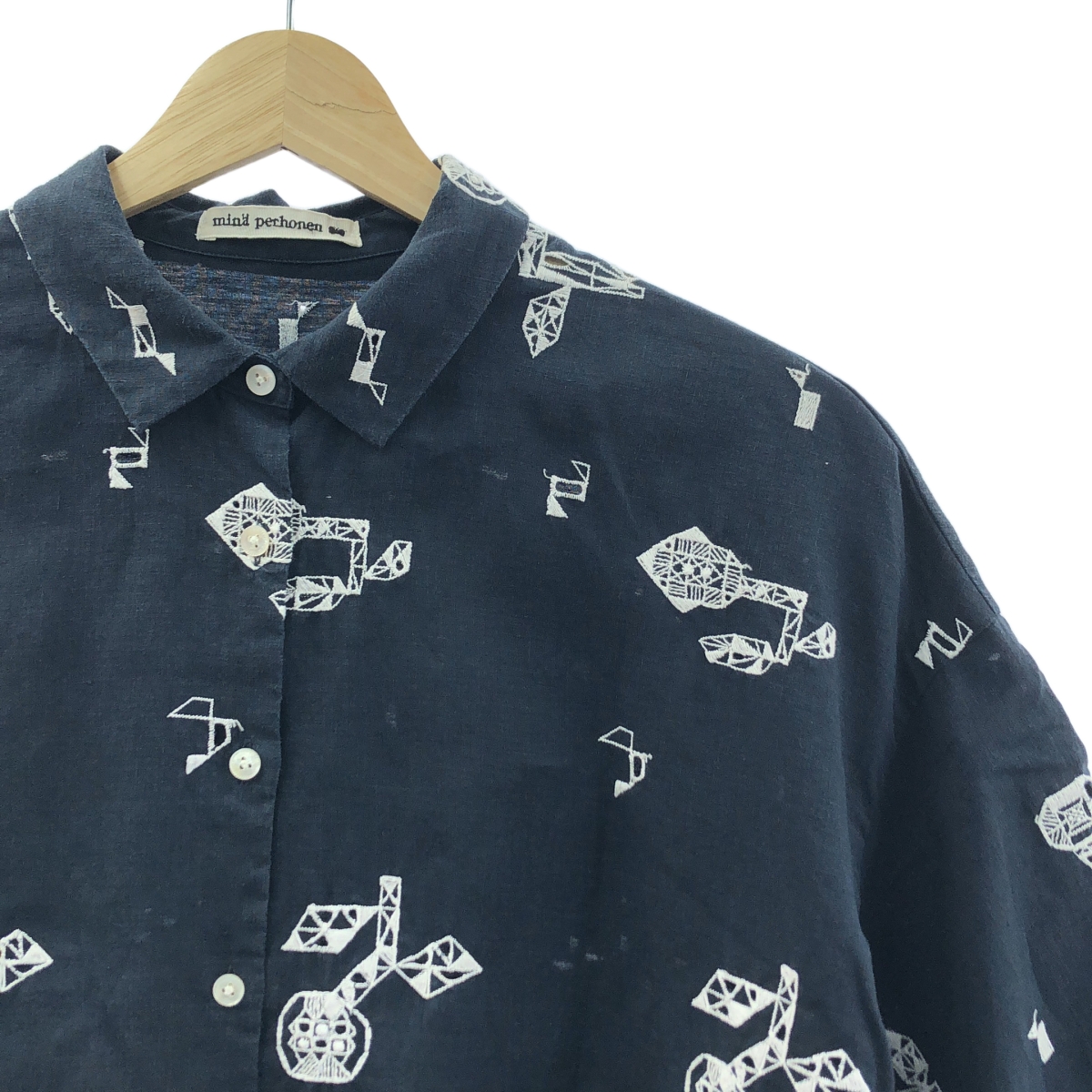 mina perhonen / ミナペルホネン crystal flower リネン ハーフスリーブ シャツ