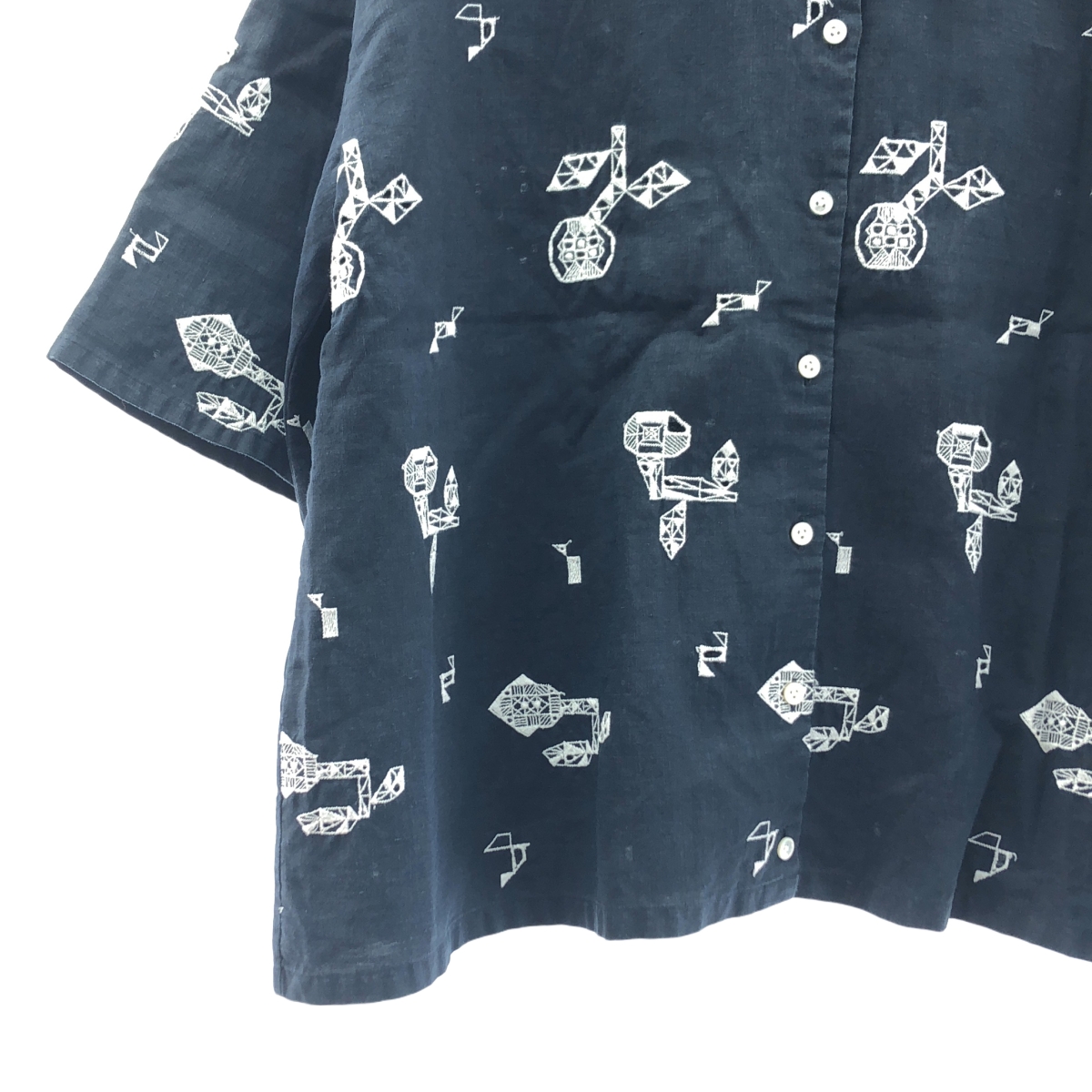 mina perhonen / ミナペルホネン crystal flower リネン ハーフスリーブ シャツ