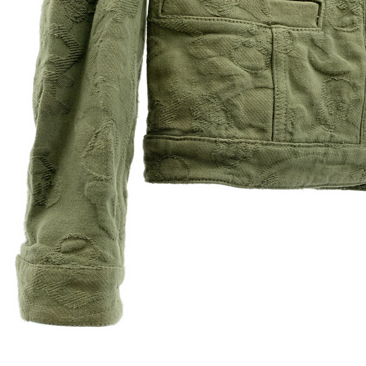 lucien pellat-finet / ルシアンペラフィネ コットン ジャガード ボタンレス ノーカラー ジャケット