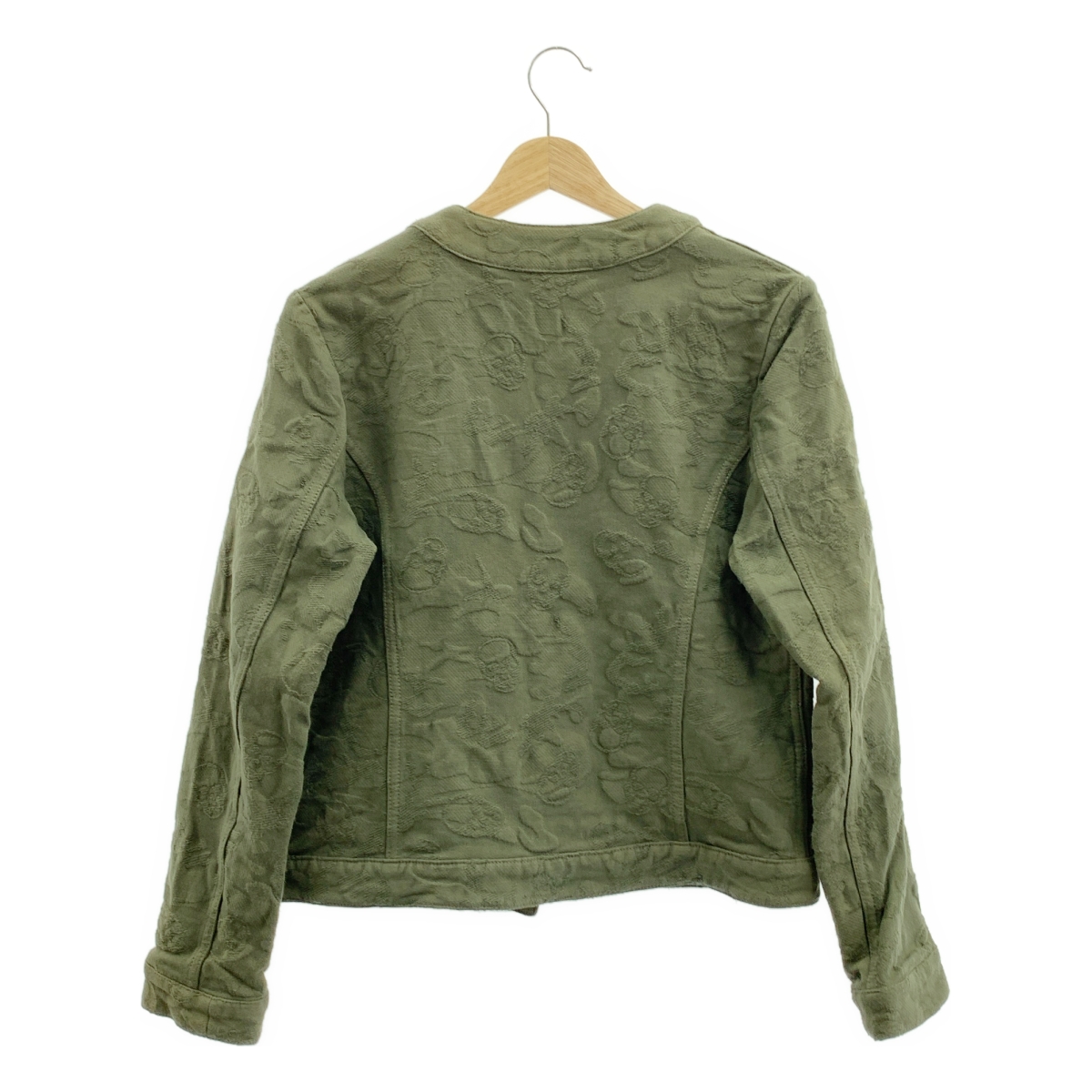 lucien pellat-finet / ルシアンペラフィネ コットン ジャガード ボタンレス ノーカラー ジャケット