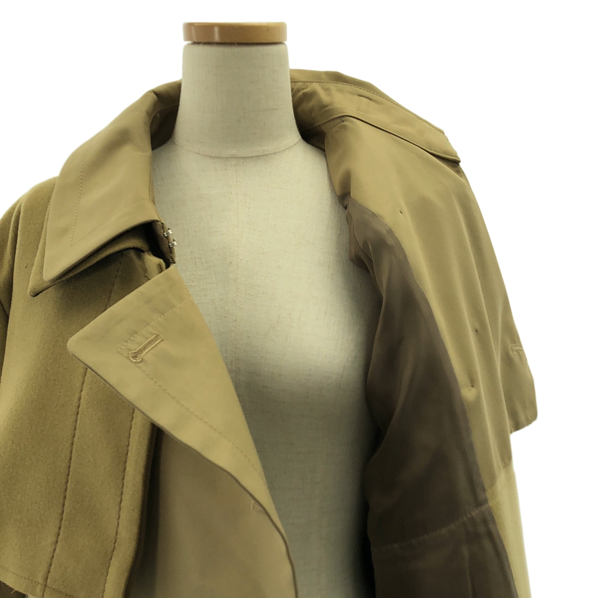 sacai / サカイ ウール 異素材 切替 再構築 ベルテッド トレンチ オーバーコート