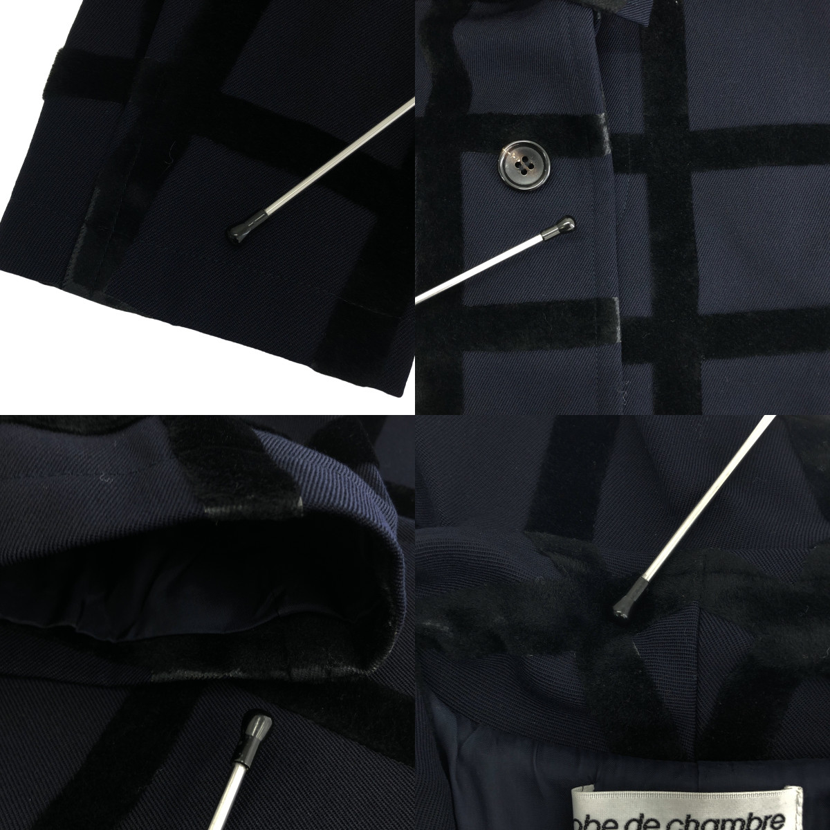 robe de chambre COMME des GARCONS / ローブドシャンブルコムデギャルソン フェルト接着チェック フリルカラー ウール コート