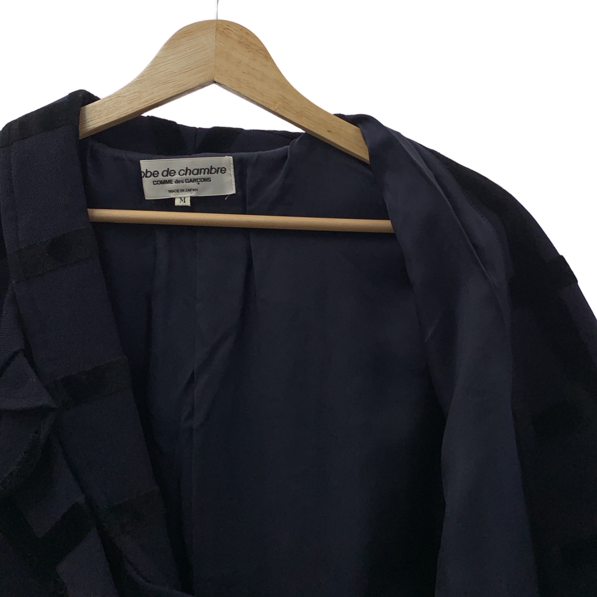 robe de chambre COMME des GARCONS / ローブドシャンブルコムデギャルソン フェルト接着チェック フリルカラー ウール コート