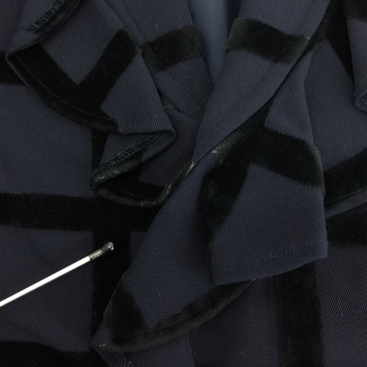 robe de chambre COMME des GARCONS / ローブドシャンブルコムデギャルソン フェルト接着チェック フリルカラー ウール コート