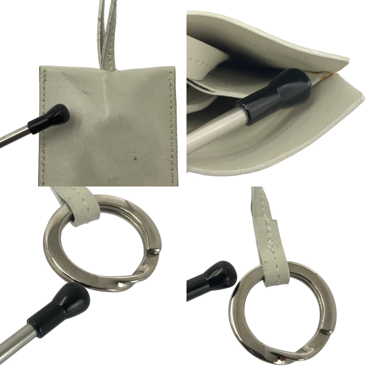 GUCCI / グッチ レザー キークロシェット プレート キーリング