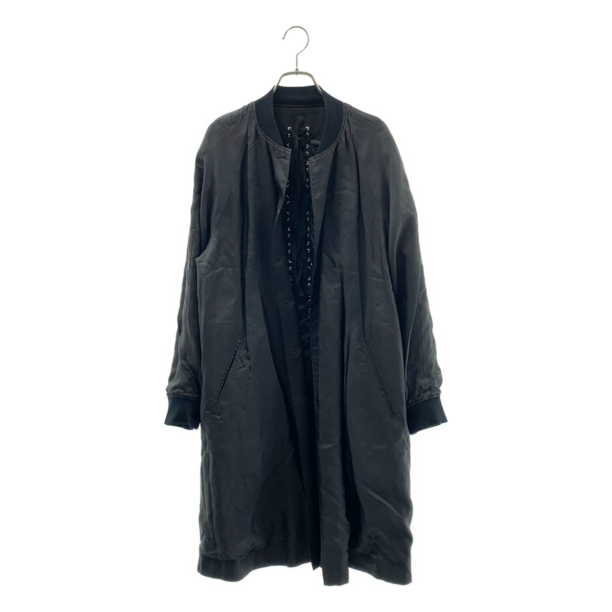 noir kei ninomiya / ノワールケイニノミヤ シルク エンブロイダリー レースアップ ロングジャケット / 総裏地