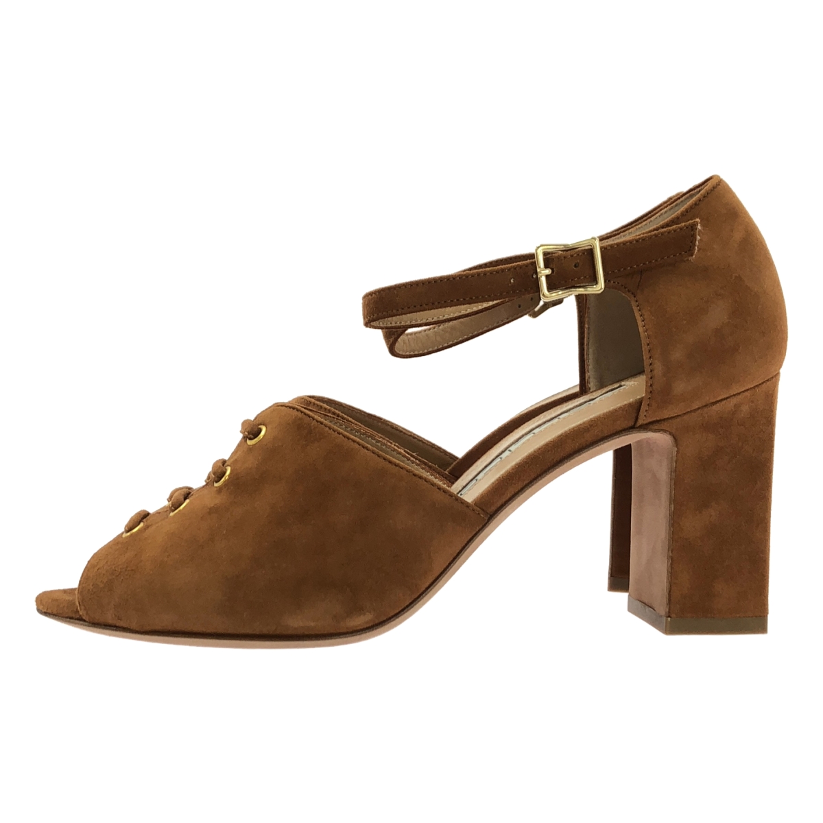 PELLICO / ペリーコ スエード レザー レースアップ ストラップ チャンキーヒール サンダル パンプス