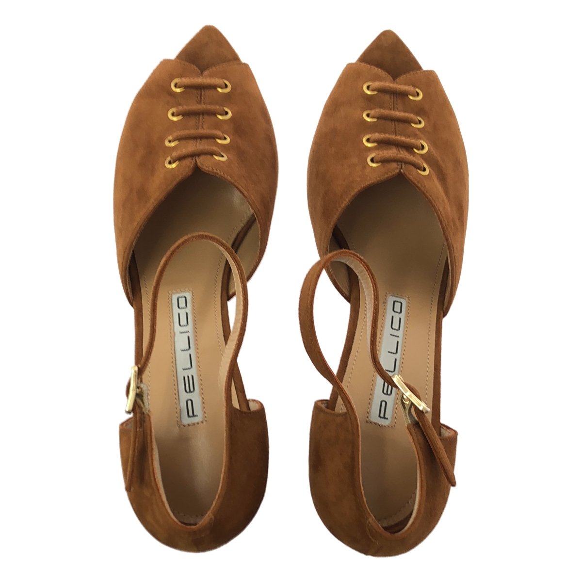 PELLICO / ペリーコ スエード レザー レースアップ ストラップ チャンキーヒール サンダル パンプス