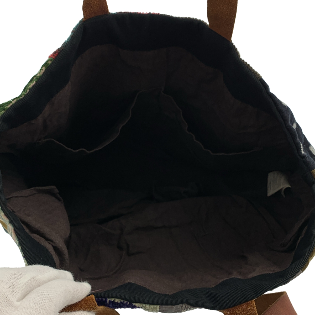 mina perhonen / ミナペルホネン piece bag / ピース パッチワーク レザーハンドル トートバッグ