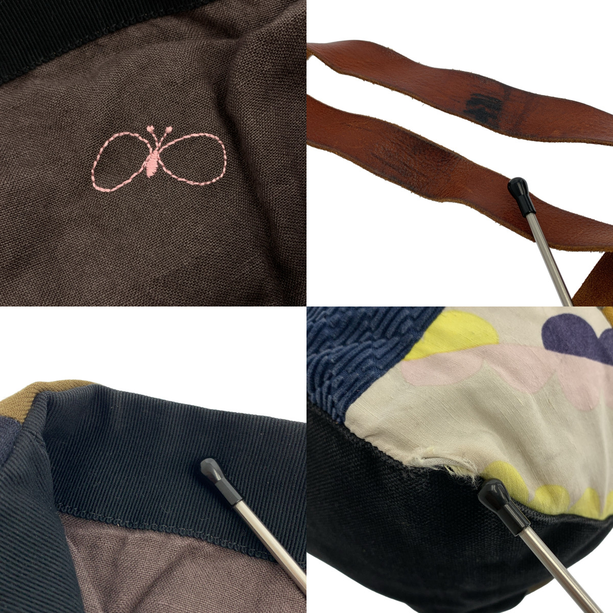 mina perhonen / ミナペルホネン piece bag / ピース パッチワーク レザーハンドル トートバッグ