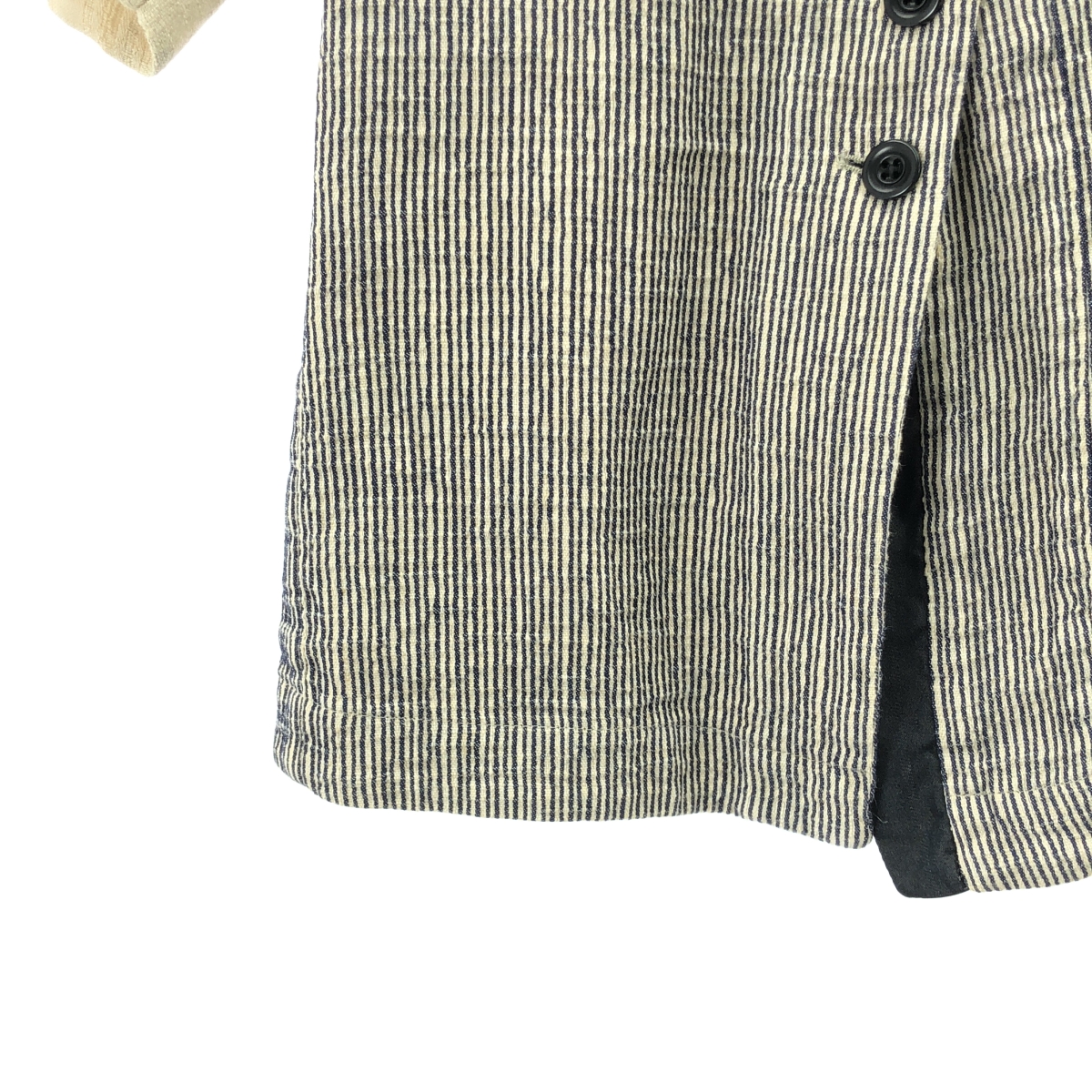 DRIES VAN NOTEN / ドリスヴァンノッテン リネン コットン ストライプ ノーカラーシャツ