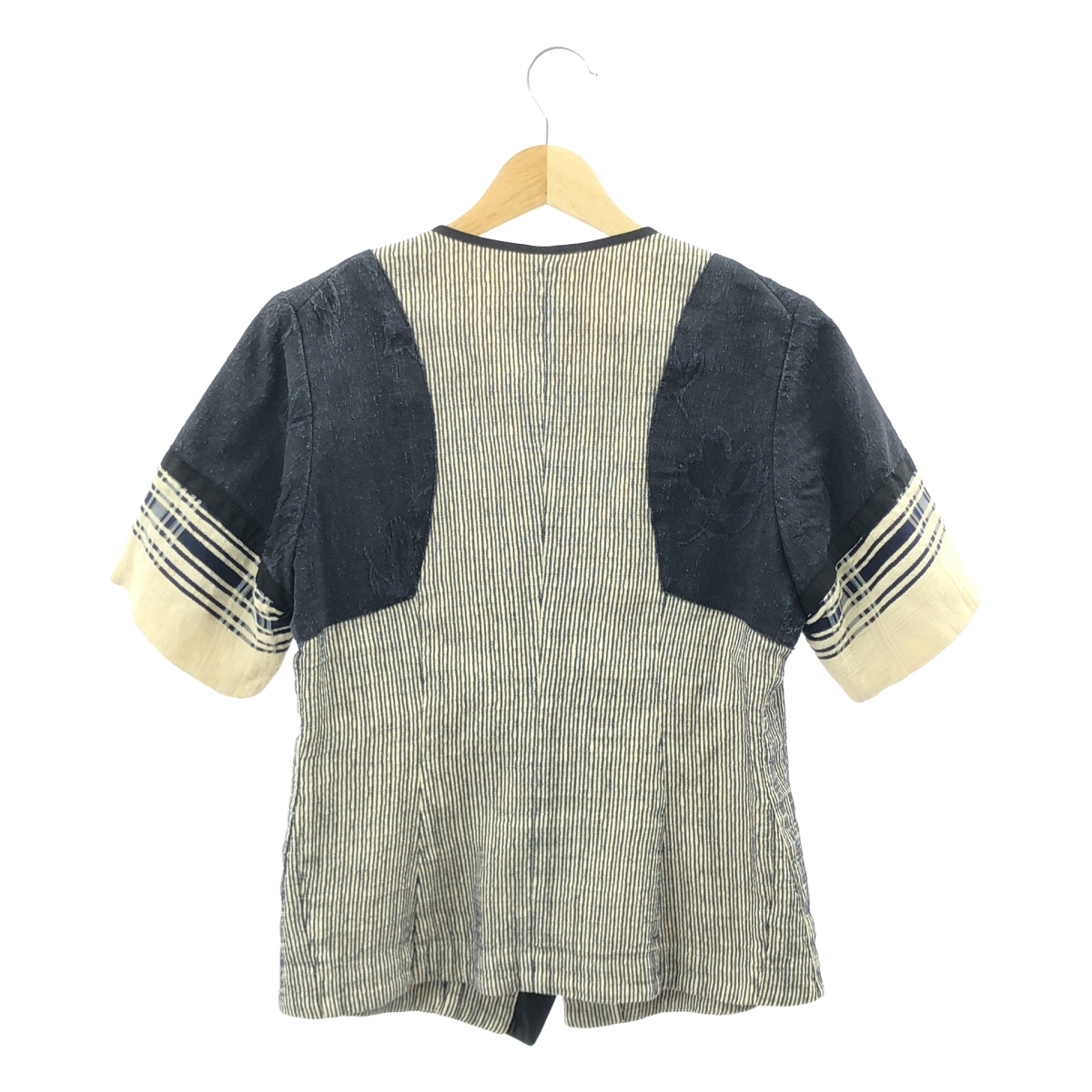 DRIES VAN NOTEN / ドリスヴァンノッテン リネン コットン ストライプ ノーカラーシャツ