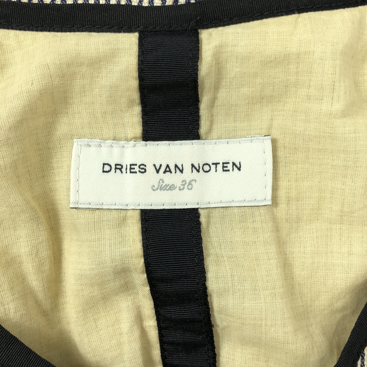 DRIES VAN NOTEN / ドリスヴァンノッテン リネン コットン ストライプ ノーカラーシャツ